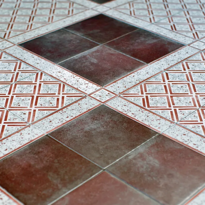 Carrelage décoratif cementi novecento rouge grenat 20x20 cm