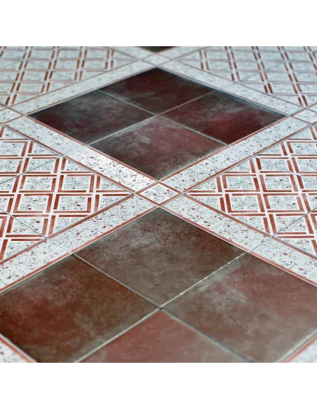 Carrelage décoratif cementi novecento rouge grenat 20x20 cm Carrelage décoratif cementi novecento rouge grenat 20x20 cm