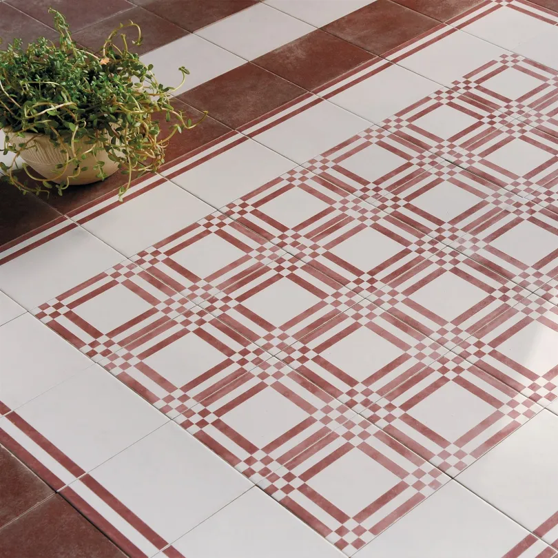 Carrelage décoratif cementi novecento rouge grenat 20x20 cm