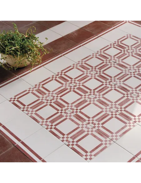 Carrelage décoratif cementi novecento rouge grenat 20x20 cm Carrelage décoratif cementi novecento rouge grenat 20x20 cm