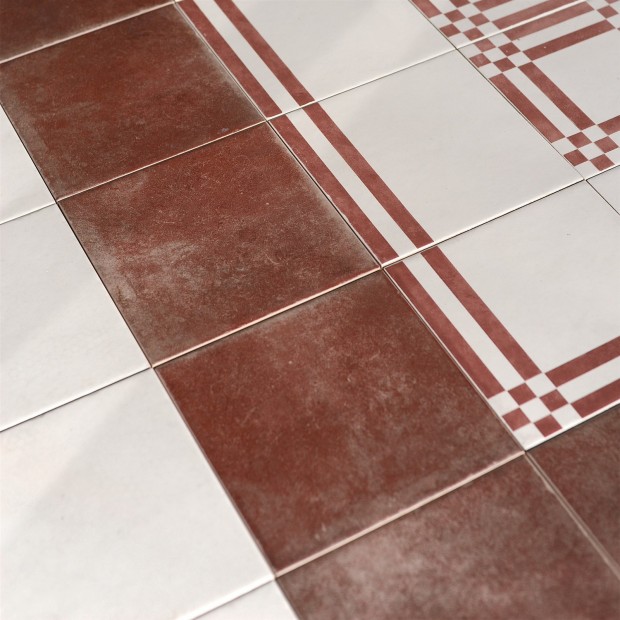 Carrelage décoratif cementi novecento rouge grenat 20x20 cm