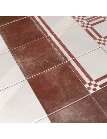 Carrelage décoratif cementi novecento rouge grenat 20x20 cm Carrelage décoratif cementi novecento rouge grenat 20x20 cm