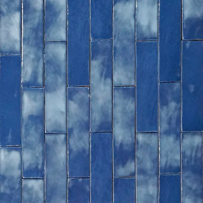 Rivestimento effetto muretto blu 8X32 cm