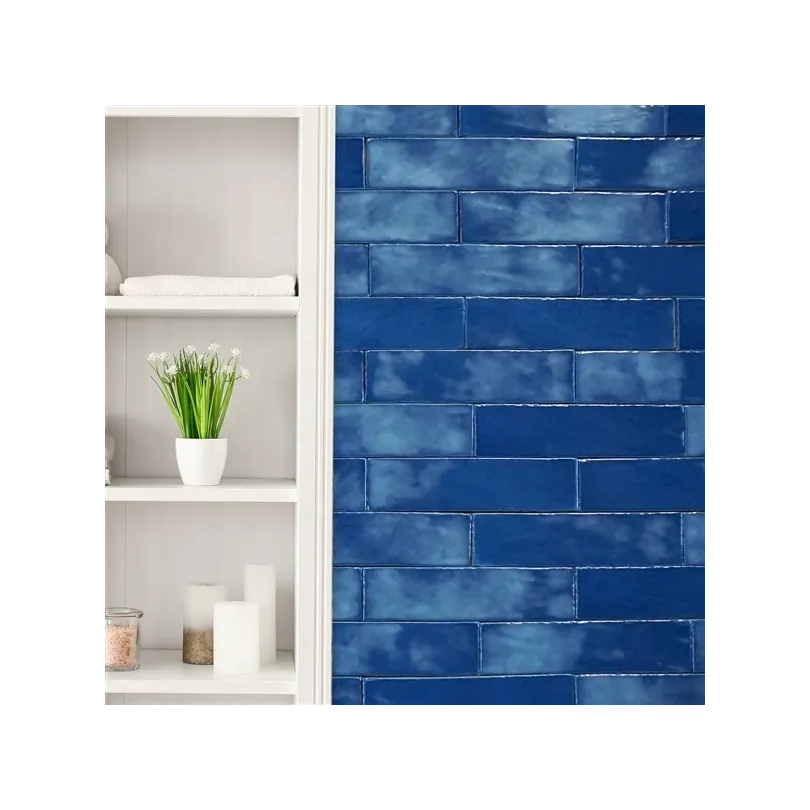 Rivestimento effetto muretto blu 8X32 cm