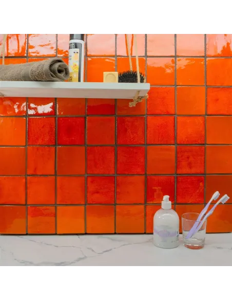 Handgemachte Dekorfliesen Metallica Orange      10x10 Cm