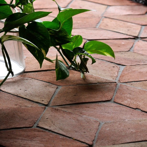 Handmade terracotta tiles with treatment rhombus 13x23,5 cm