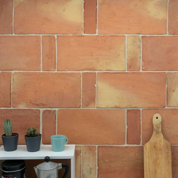 Handmade terracotta tiles with treatment 6x15 cm