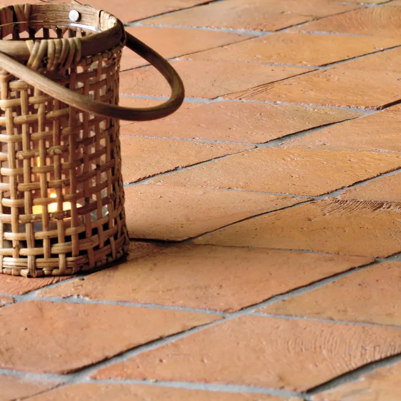 Handmade terracotta tiles with treatment rhombus 12,5x25 cm