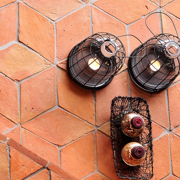 Handmade terracotta tiles with treatment rhombus 13x23,5 cm