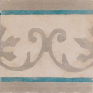 Piastrella decorata cementina fascia azzurro