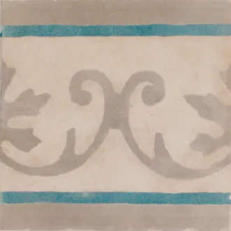 Piastrella decorata cementina fascia azzurro