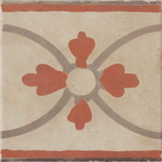 Piastrella decorata cementina fascia rosso
