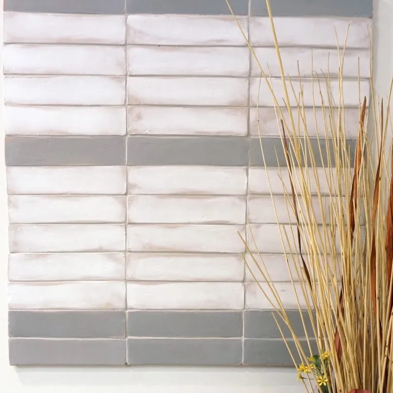 Pastel white bathroom and kitchen wall tiles 6x25 cm