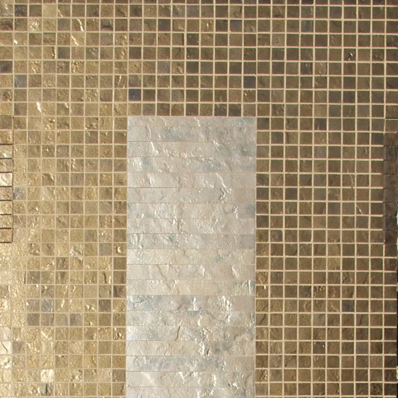 Gold mosaic tile 3x3 cm on mesh