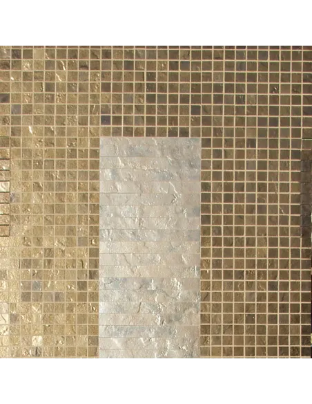 Gold mosaic tile 3x3 cm on mesh Gold mosaic tile 3x3 cm on mesh