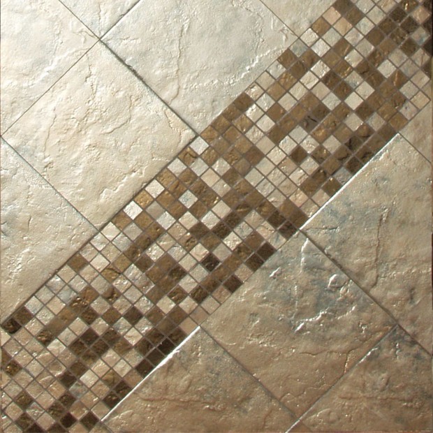 Silver-colored metal-effect mosaic tile