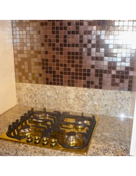 Rose gold mosaic tile 3x3 cm on mesh Rose gold mosaic tile 3x3 cm on mesh