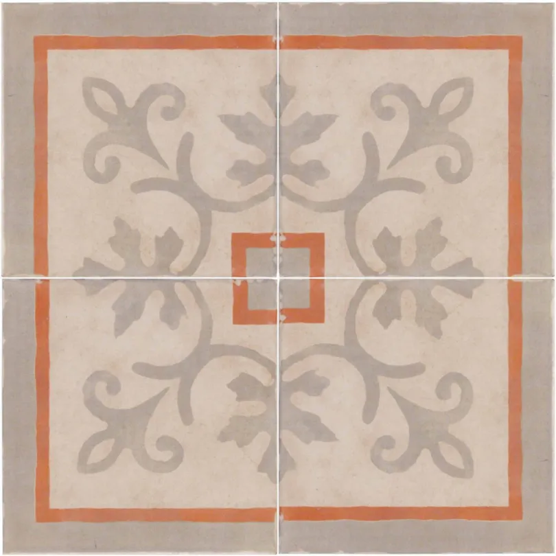 Piastrella decorata cementina angolo rosso