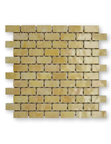 Piastrelle mosaico giallo ambra 2x5 cm su rete Piastrelle mosaico giallo ambra 2x5 cm su rete