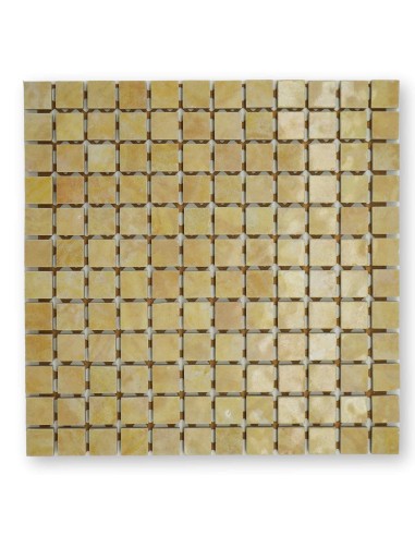 Piastrelle mosaico lucide giallo ambra 2x2 cm su rete