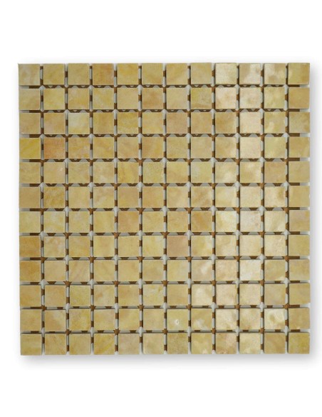 Piastrelle mosaico lucide giallo ambra 2x2 cm su rete Piastrelle mosaico lucide giallo ambra 2x2 cm su rete