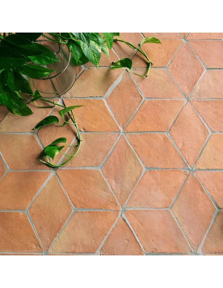 Handmade terracotta tiles with treatment rhombus 13x23,5 cm