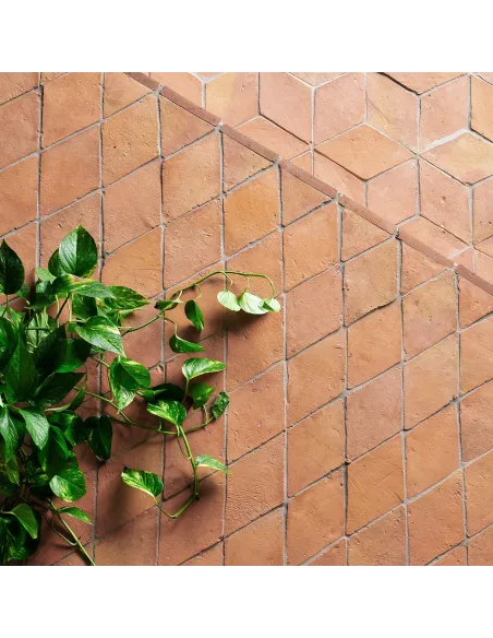 Handmade terracotta tiles with treatment rhombus 12,5x25 cm