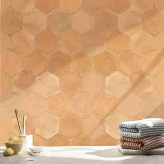 Hangemachte Terracotta Fliesen Hexagon mit Behandlung 20x23 cm