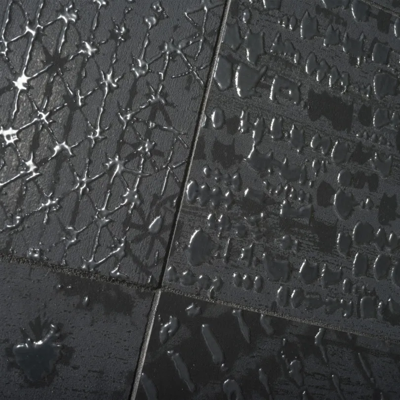 Black decor tiles Laser Line 15x15 cm