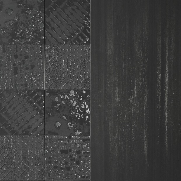 Piastrella decorativa in gres nero Laser Line 15x15 cm