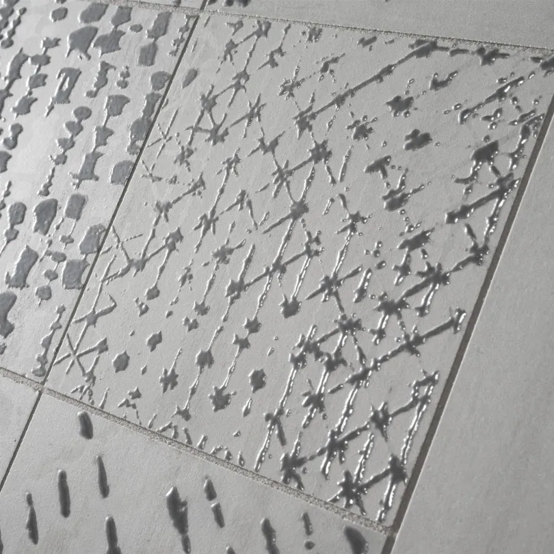 Piastrella decorativa in gres grigio Laser Line 15x15 cm
