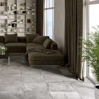 Gres porcellanato effetto cemento antico grigio 60x60 cm