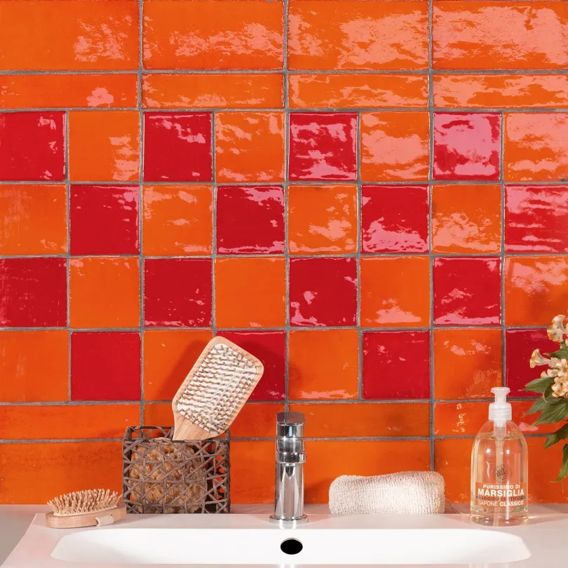 carrelage décoratif Metallica Orange 10x20 Cm